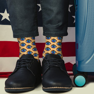 Chaussette Éffrayant Blue Eye Pixel Art Cool Modern Funny Gee