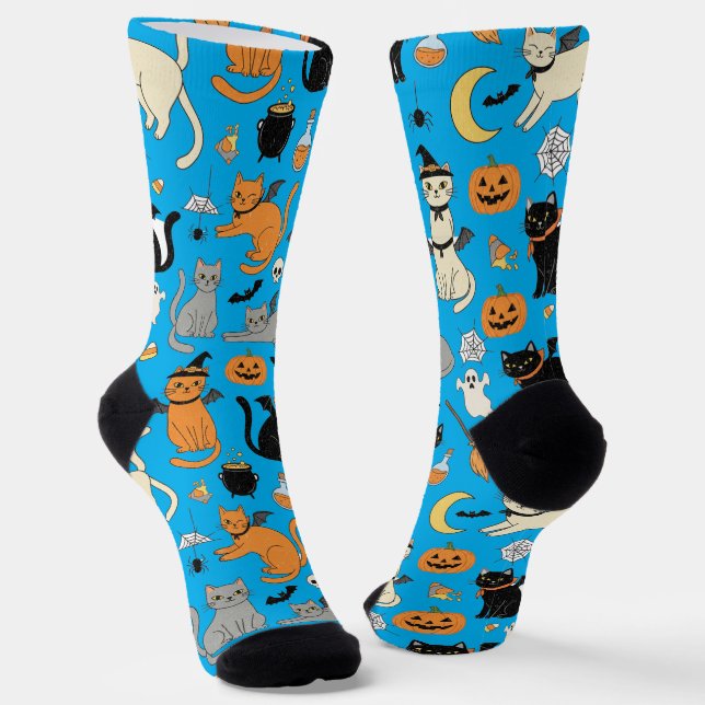 Chaussette Éffrayant Chats Motif Halloween (Angulaire)