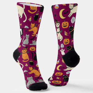 Chaussette Éffrayant Chats Motif Halloween