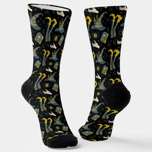 Chaussette Éffrayant vibe coloré symboles halloween motif (Angulaire)