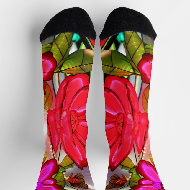 Chaussette Élégance électrique en rose  (Haut)