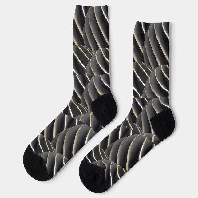 Chaussette Elégance en contraste : Noir & Or Line Design" (Gauche)