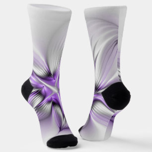 Chaussette Élégance florale Art fractal violet abstrait moder