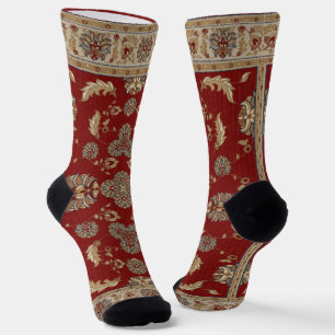Chaussette Élégance intemporelle Tissu classique rouge et bei