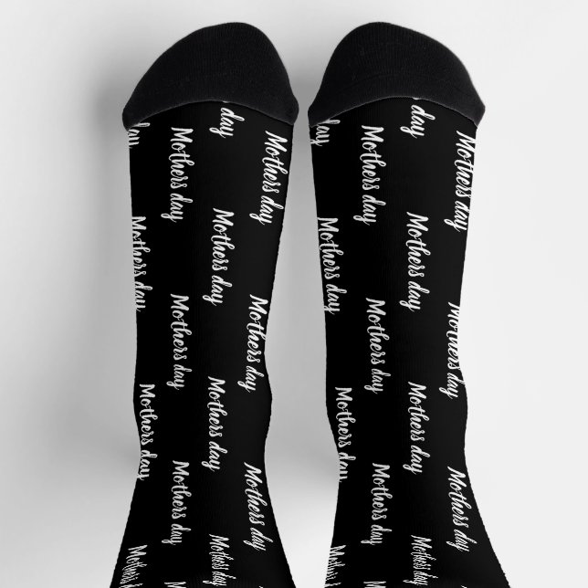 Chaussette Elegant black and white script custom mothers day (Haut)
