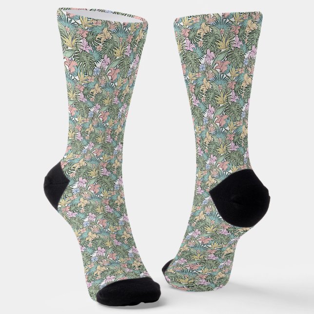 Chaussette Élégant floral tropical coloré (Angulaire)