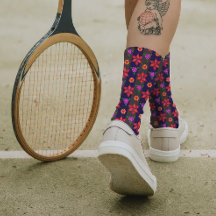 Élégant gras rayé motif floral chic marine rouge