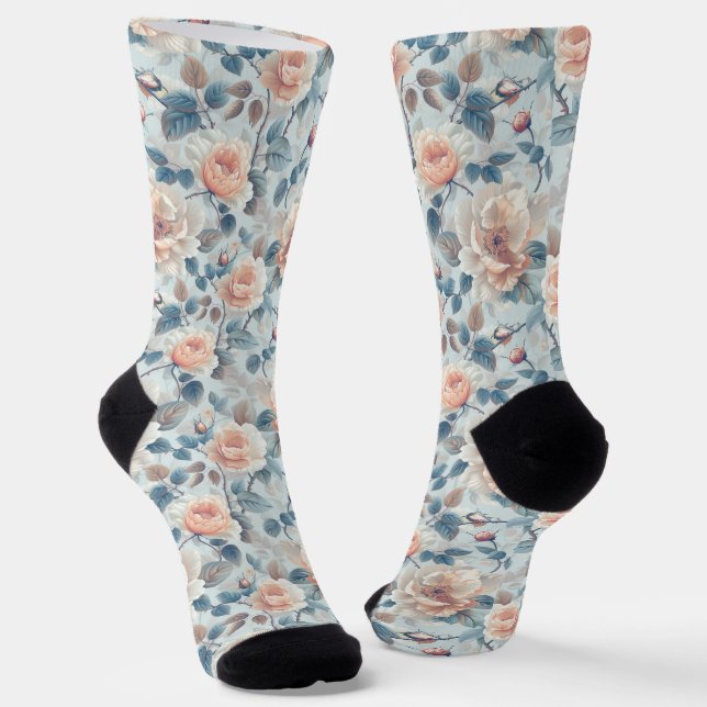 Chaussette Elégant motif floral. (Angulaire)