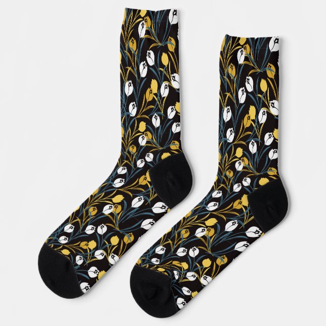 Chaussette Élégant motif floral de Tulipe (Gauche)