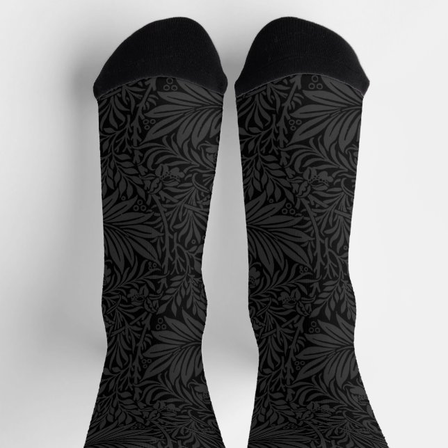 Chaussette Élégant motif floral gris-noir (Haut)