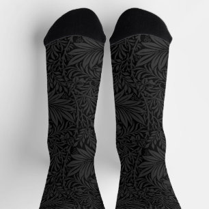 Chaussette Élégant motif floral gris-noir