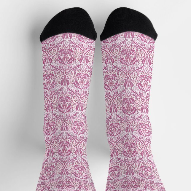 Chaussette Élégant motif floral rose (Haut)