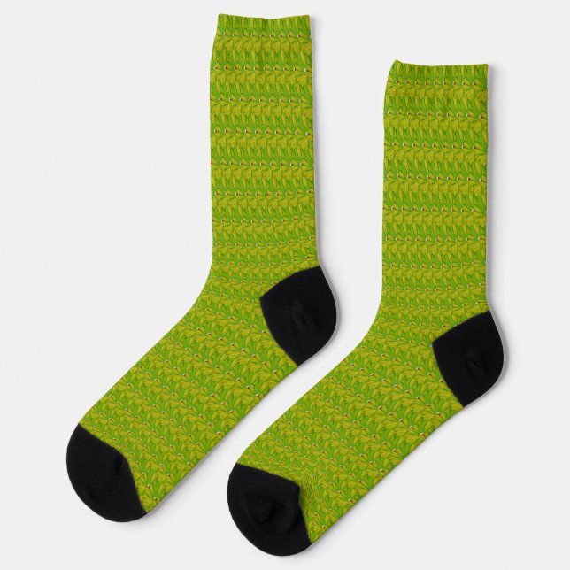 Chaussette Élégant motif floral vert chartreuse (Gauche)