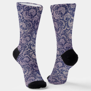 Chaussette Élégant motif Vintage pourpre damassé