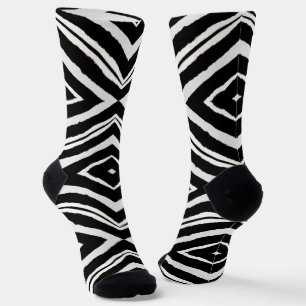Chaussette Élégant noir et blanc Zèbre Motif animal
