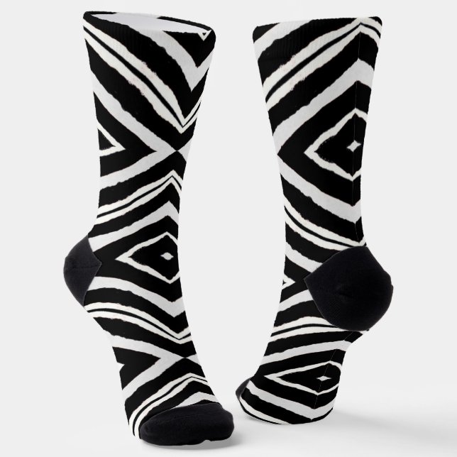 Chaussette Élégant noir et blanc Zèbre Motif animal (Angulaire)