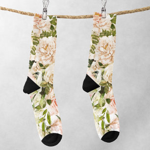 Chaussette Élégant Rose Romance Floral Feminine MUM