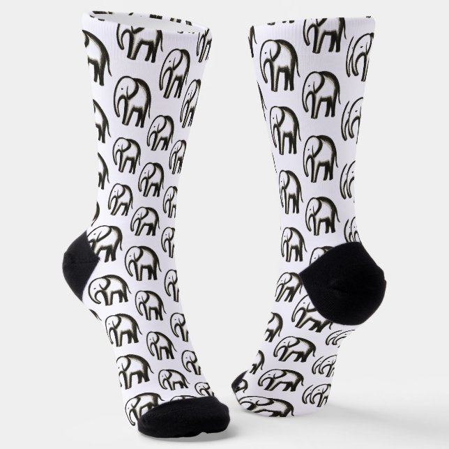 Chaussette Élément Éléphant Minimaliste – Conception d'Animal (Angulaire)