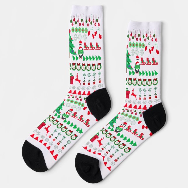 Chaussette Éléments de Noël de pull-over moche (Gauche)