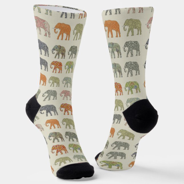 Chaussette Eléphant Coloré Animal Motif contemporain (Angulaire)