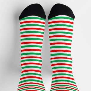 Chaussette Elfe de Noël Vert Rouge Blanc rayé