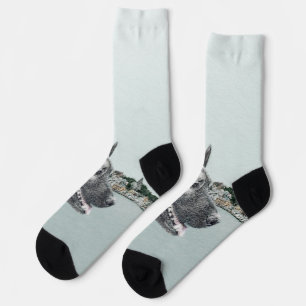 Chaussette Elkhound norvégien à la peinture de village - Chie