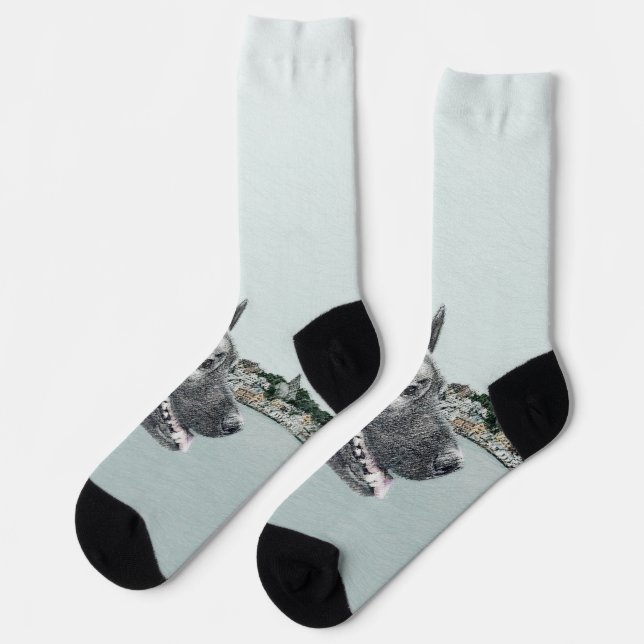 Chaussette Elkhound norvégien à la peinture de village - Chie (Gauche)