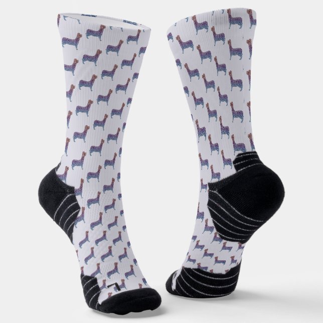 Chaussette Embossed Indigo Gradient Paw Print Dog Outline (Angulaire)