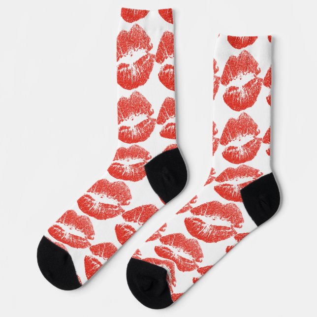 Chaussette Embrasser les lèvres rouges Thunder_Cove (Gauche)