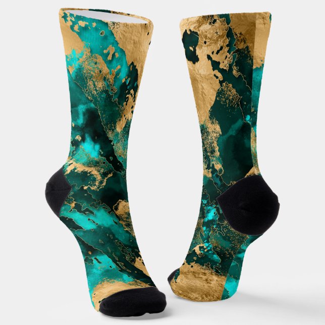 Chaussette Emerald Green et Gold abstrait (Angulaire)