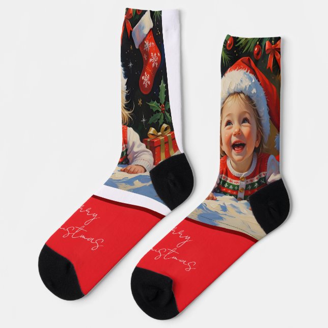 Chaussette Emerald Simple Mignon Père Noël  (Gauche)