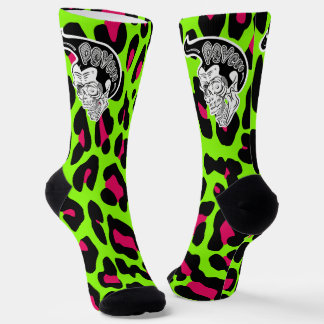 Chaussette Empreinte de léopard de chaux crâne psycho