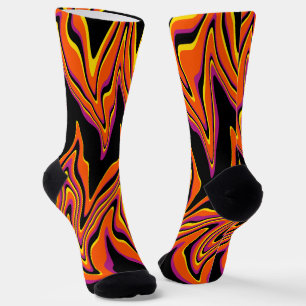 Chaussette En noir, rose, orange et jaune
