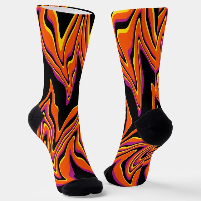 Chaussette En noir, rose, orange et jaune (Angulaire)
