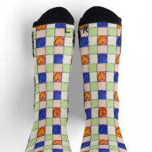 en vichy Chaussettes motif du coeur