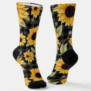 Chaussette en vichy Motif tournesol