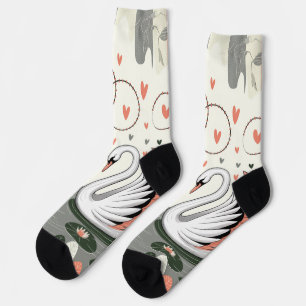 Chaussette Enchanting Swan Love Romantic Pastel Nature Art