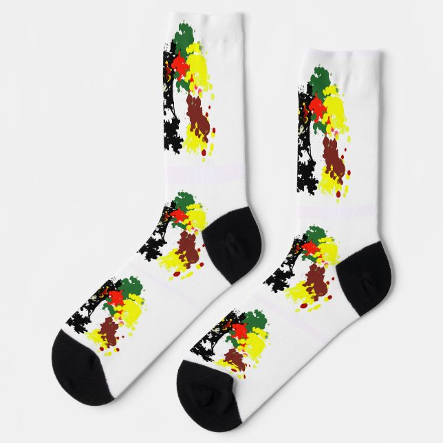 Chaussette Encre Noir Chat automne (Gauche)