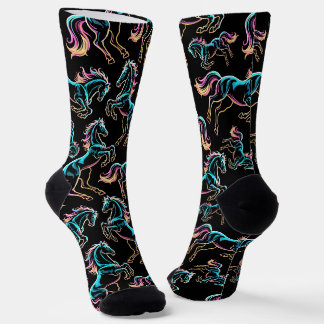 Chaussette Enseigne au néon Cheval Style Rétro Glitch