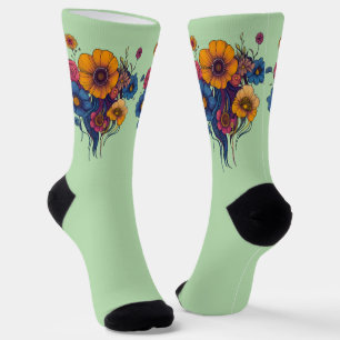 Chaussette Ensemble artistique de belles fleurs