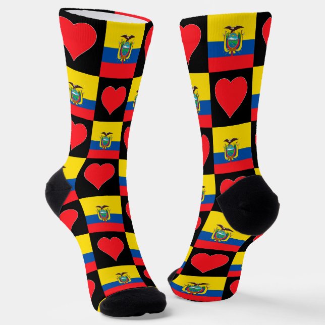 Chaussette Equateur Drapeau Coeur Motif amusant Fierté équato (Angulaire)