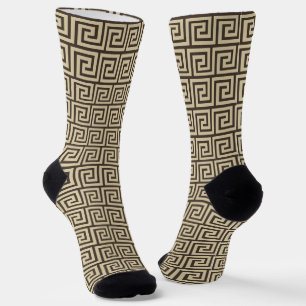Chaussette Équipage à motif grec beige et marron