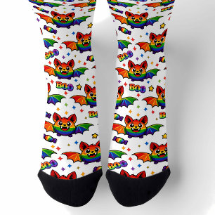 Chaussette 🦇🌈 Équipage de chauves-souris arc-en-ciel BOO-ti