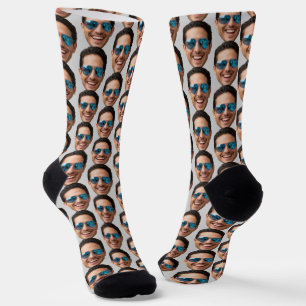 Chaussette Équipage de photo de visage personnalisé drôle