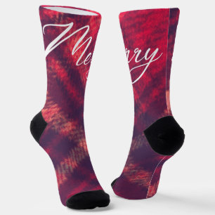 Chaussette Équipage de vacances à carreaux de Noël de style c