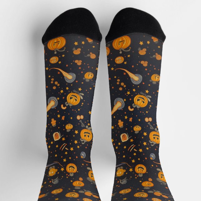 Chaussette Équipage d'Halloween du Citrouille Éffrayant Unise (Haut)