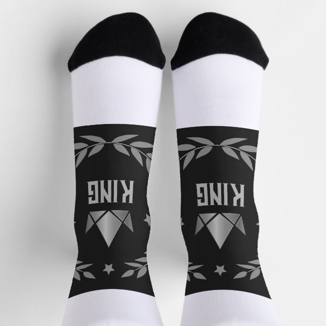 Chaussette Équipage imprimé KING avec une image de couronne s (Haut)
