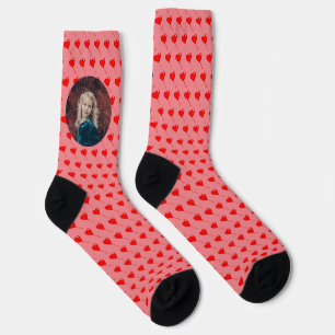 Chaussette Équipage rose à motif de ballon en forme de cœur r
