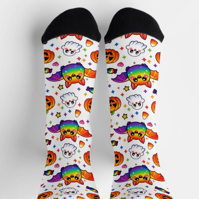 Chaussette 🦇🌈 Équipe de fête arc-en-ciel effrayante (Haut)