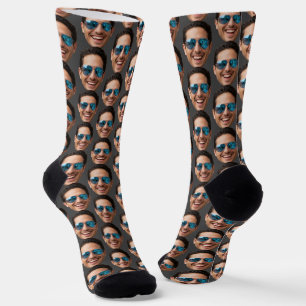 Chaussette Équipe de photo de visage personnalisée drôle